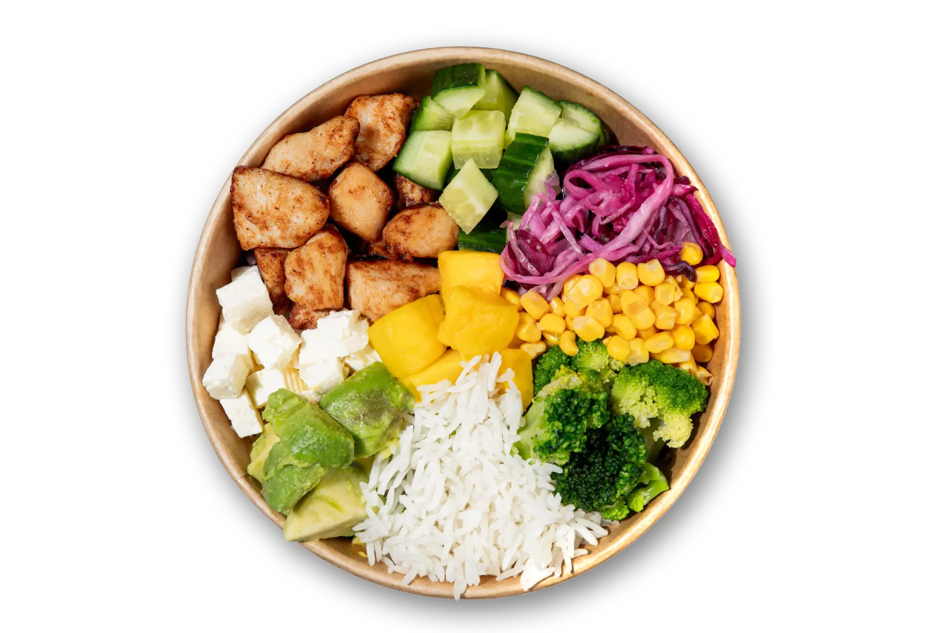 CIBO Chicken Bowl mit Reis, frischem Gemüse und Feta
